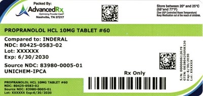 Propranolol HCl 10mg #60 (Propranolol HCl 80425 0583 02)